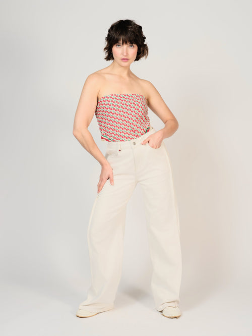 Jean large écru FLORY femme, ECRU, taille XS, porté par Sarah (1m72) (FAM PARIS) – photo 1