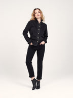 Jean mom noir PATRICIA MFN femme, BLACK, taille 25, porté par Priscilla (1m76) – photo 2