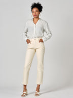 Jean mom greige PATRICIA MFN femme, GREIGE, taille 25, porté par Shazney (1m75) (FAM PARIS) – photo 1