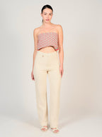 Jean droit écru POLA LONG femme, GREIGE, taille 25, porté par Mélissa (1m70) (FAM PARIS) – photo 1