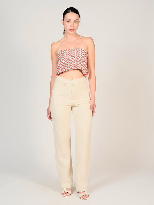 Jean droit écru POLA LONG femme, GREIGE, taille 25, porté par Mélissa (1m70) (FAM PARIS) – photo 1