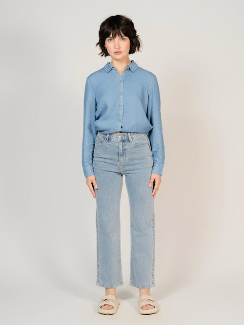 Jean droit bleu POLA EMBRO DIAMOND femme, BLUE, taille 25, porté par Sarah (1m72) – photo 2