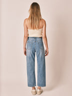 Jean droit court bleu POLA femme, BLUE, taille 25, porté par Zoé (1m76) – photo 4