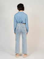 Jean droit bleu POLA POIS femme, LIGHT BLUE, taille 25, porté par Sarah (1m72) – photo 4
