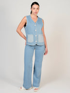 Veste sans manche bleu VERO femme, BLUE, taille XS, porté par Mélissa (1m70) (FAM PARIS) – photo 1