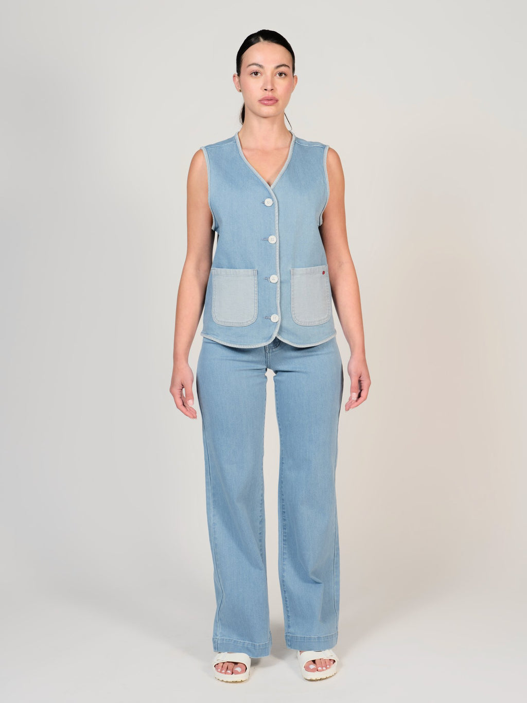 Veste sans manche bleu VERO femme, BLUE, taille XS, porté par Mélissa (1m70) – photo 2