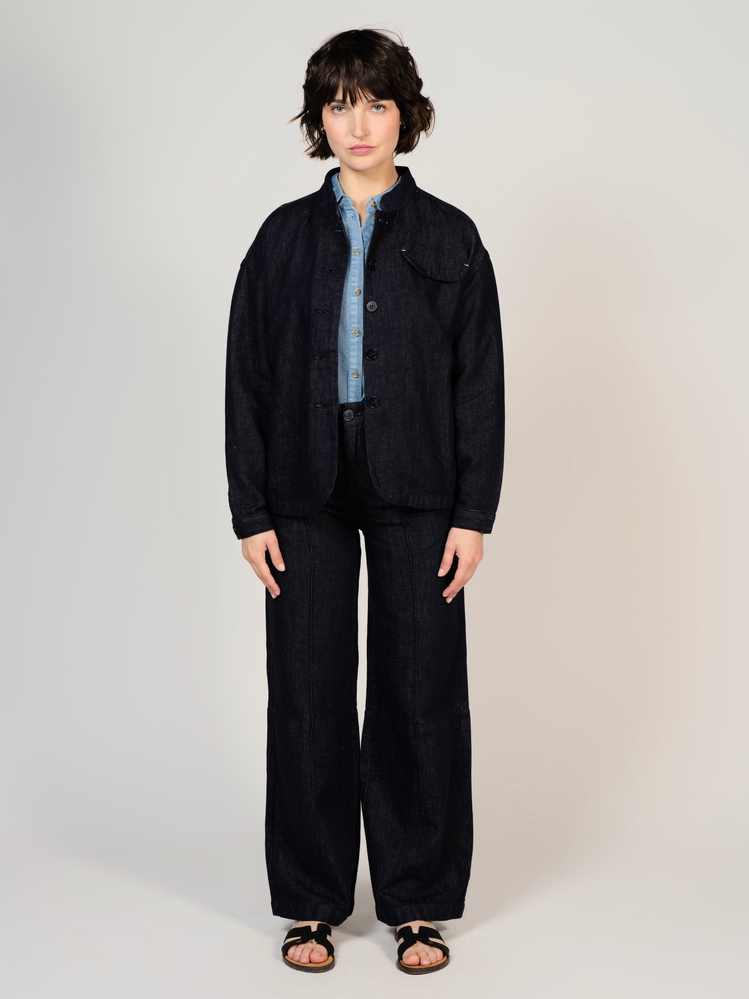 Veste en jean indigo VAN femme, INDIGO, taille XS, porté par Sarah (1m72) – photo 2