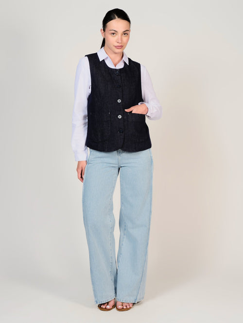Haut indigo IREN femme, INDIGO, taille XS, porté par Mélissa (1m70) (FAM PARIS) – photo 1