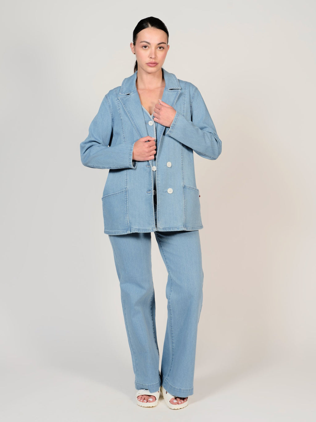Veste en jean bleu INES femme, BLUE, taille XS, porté par Mélissa (1m70) (FAM PARIS) – photo 1