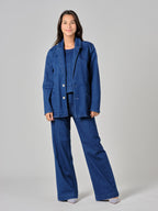 Veste en jean navy INES femme, NAVY, taille XS, porté par Valentine (1m70) (FAM PARIS) – photo 1
