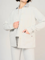 Veste en jean blanc VIVIAN femme, WHITE/BLUE, taille XS, porté par Sarah (1m72) – photo 2