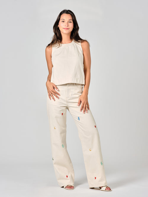 Haut court greige IZA femme, GREIGE, taille S, porté par Valentine (1m70) (FAM PARIS) – photo 1
