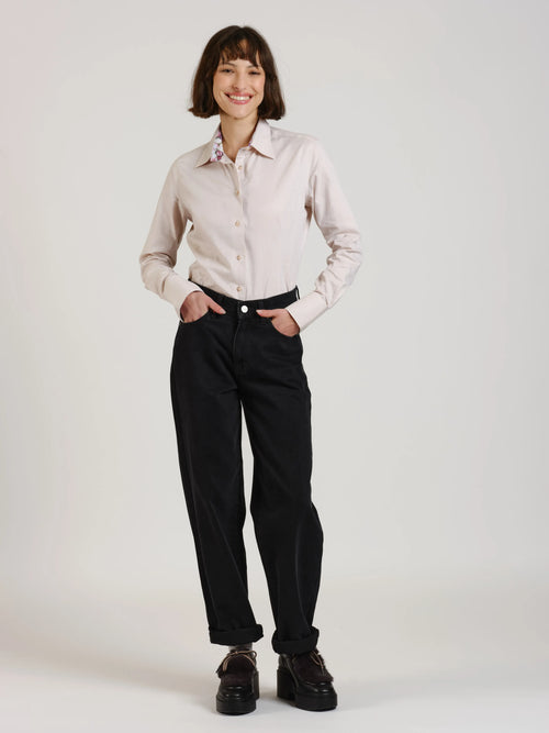 Jean baggy Élégance décontractée et confort assuré LENA femme, BLACK, taille XS, porté par Léa (1m70) (FAM PARIS) – photo 1
