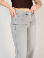 Jean baggy gris LENA femme, GREY, taille XS, porté par Sarah (1m72) (FAM PARIS) – photo 1