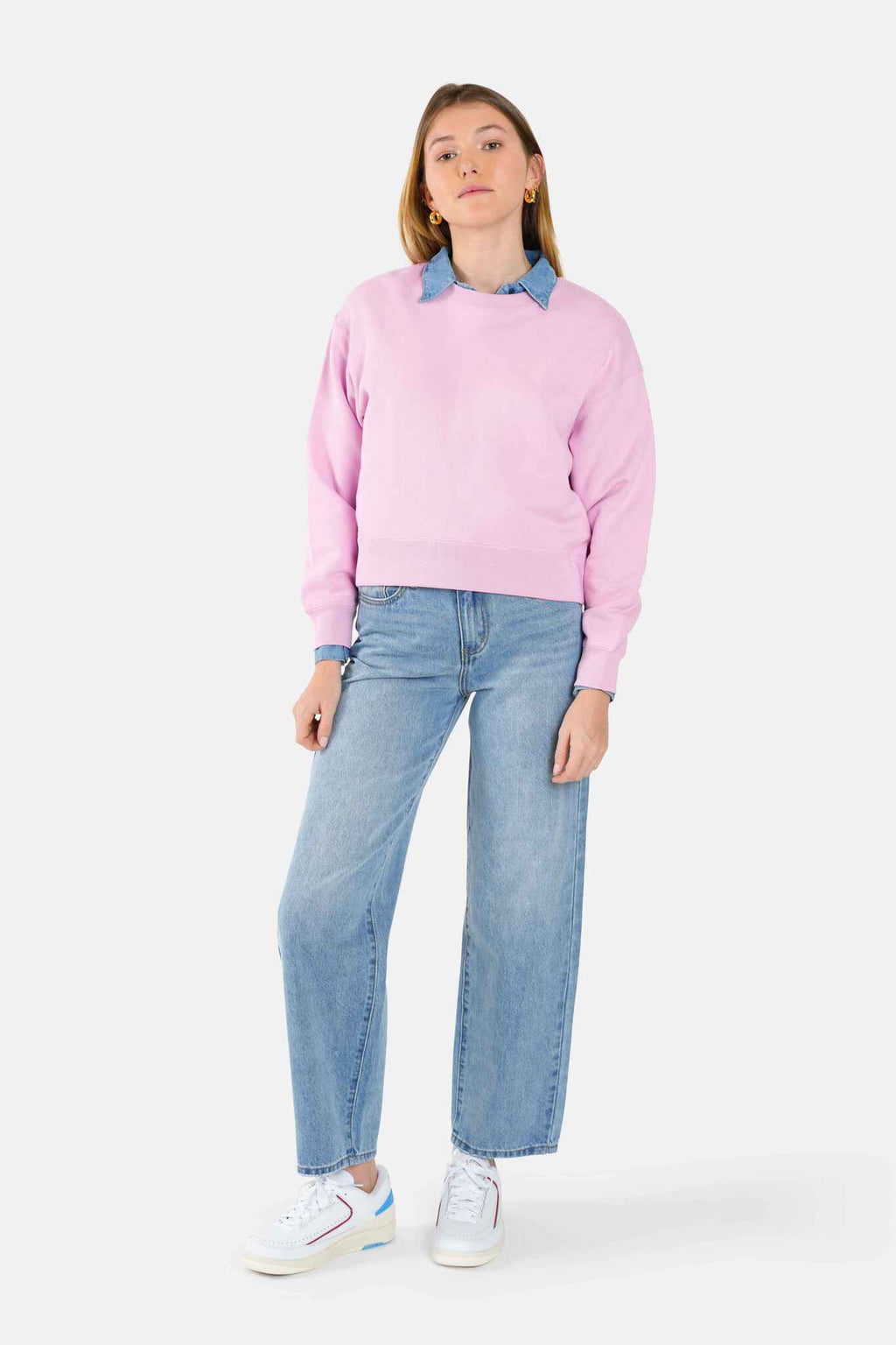 Jean baggy élégance décontractée et confort assuré LENA femme, BLUE, taille XS, porté par Lilou (1m75) – photo 2
