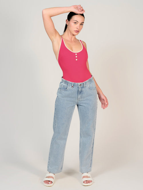 Jean boyfriend bleu MADISON femme, LIGHT BLUE, taille XS, porté par Mélissa (1m70) (FAM PARIS) – photo 1