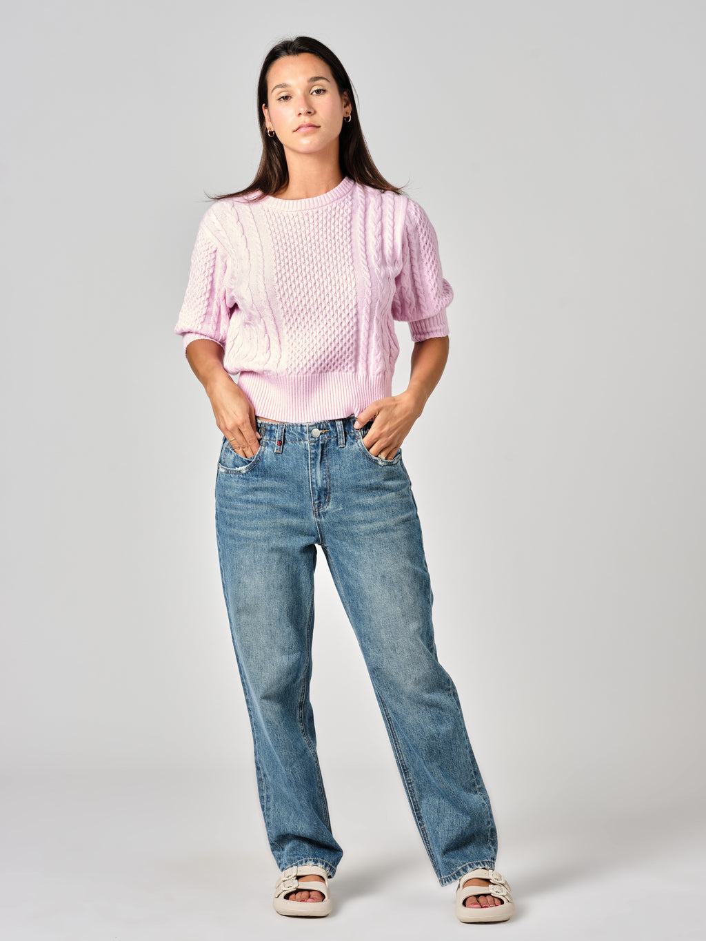 Jean boyfriend bleu MADISON femme, BLUE, taille XS, porté par Valentine (1m70) (FAM PARIS) – photo 1