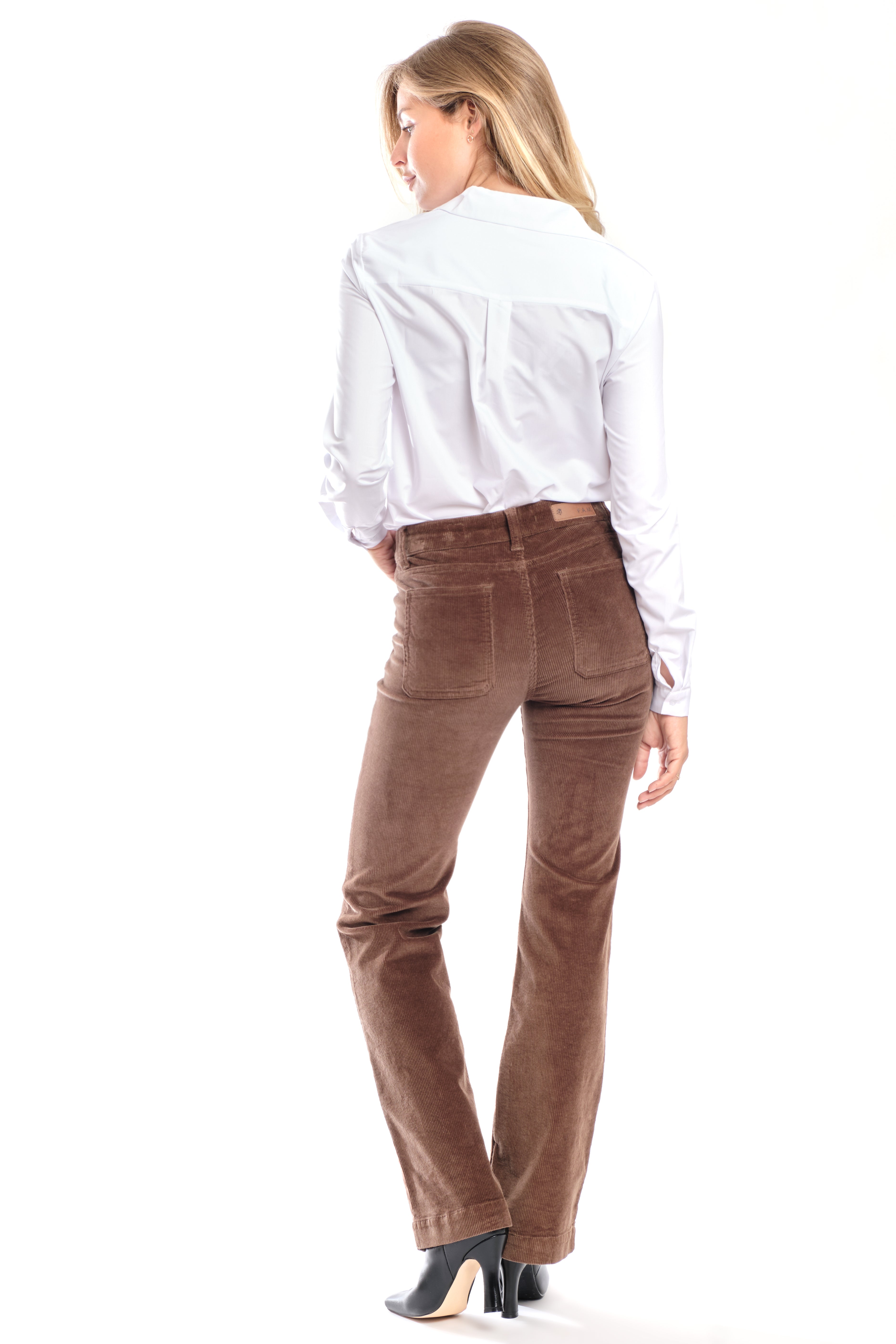Pantalon bootcut en velours taille mi-haute BELLA