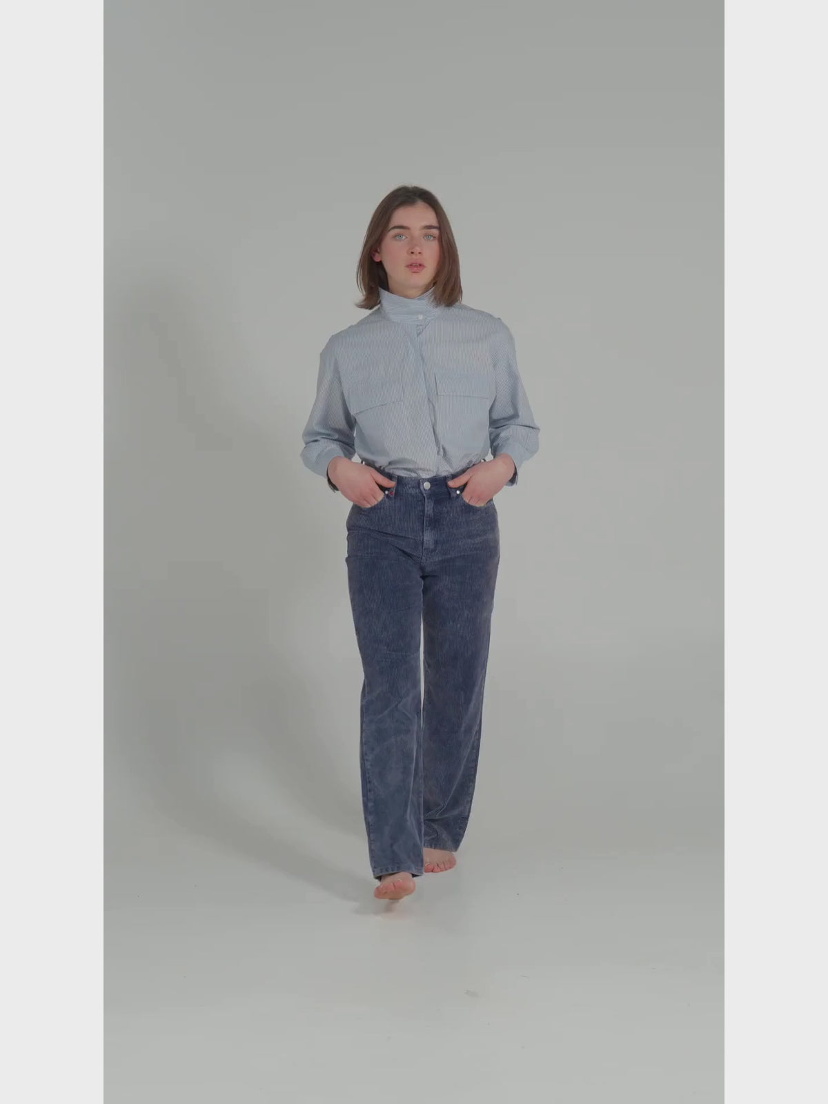 POLA straight velvet trousers