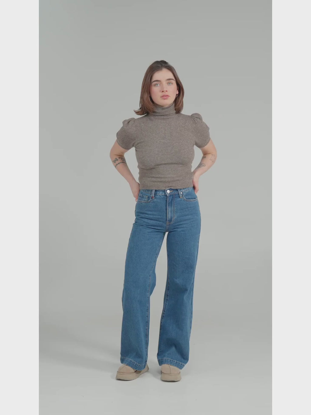 Jean large taille haute FLEURE STONE