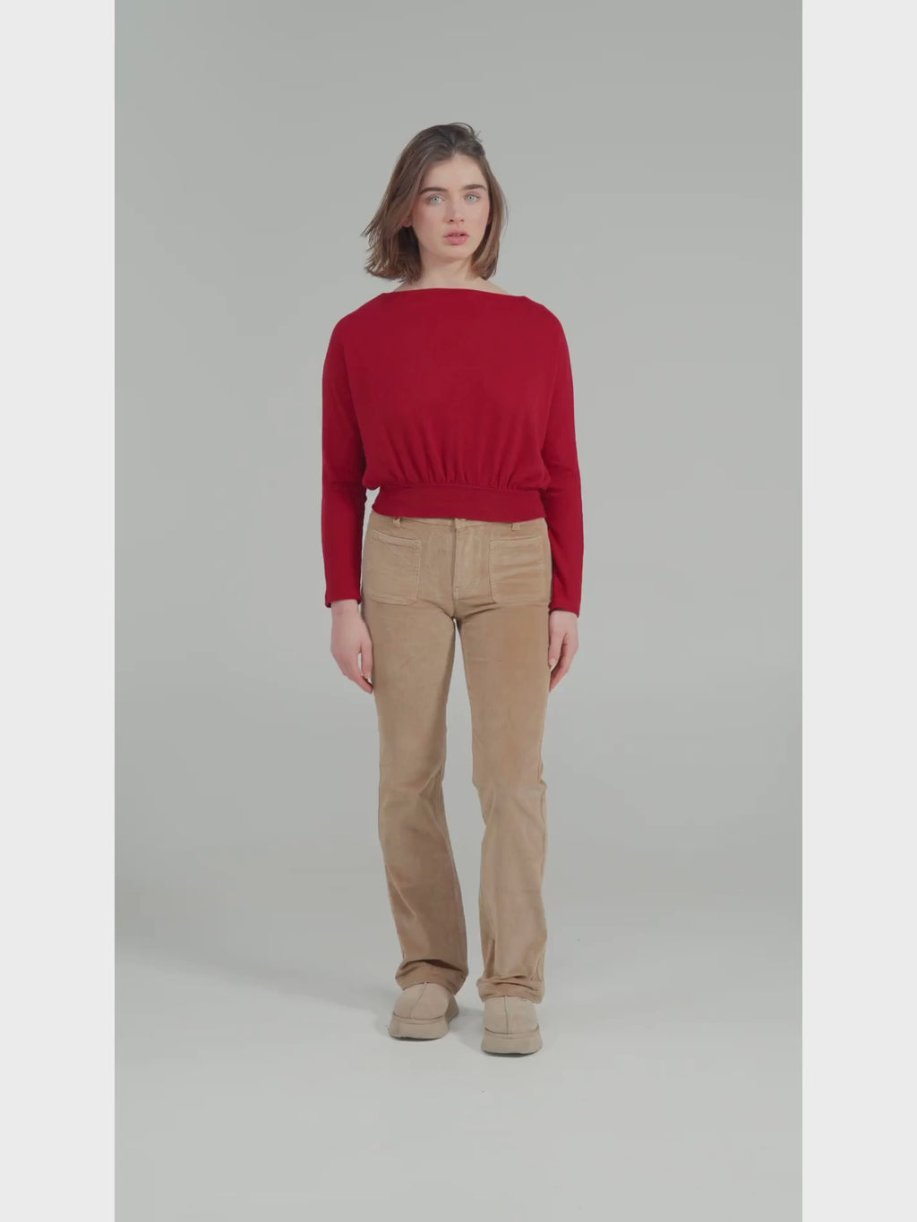 Pantalon bootcut en velours taille mi-haute BELLA