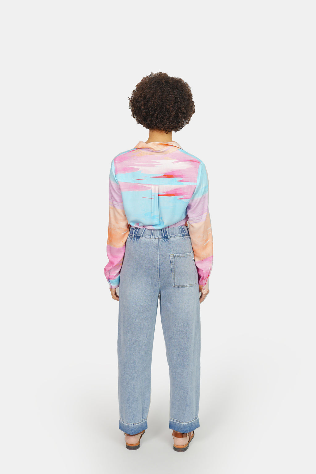 Mom confort bleu clair FRANCE femme, LIGHT BLUE, taille XS, porté par Marie (1m71) – photo 4