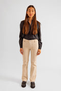 Pantalon bootcut en velours taille mi-haute BELLA femme, BEIGE, taille 25, porté par Pauline (1m65) (FAM PARIS) – photo 1