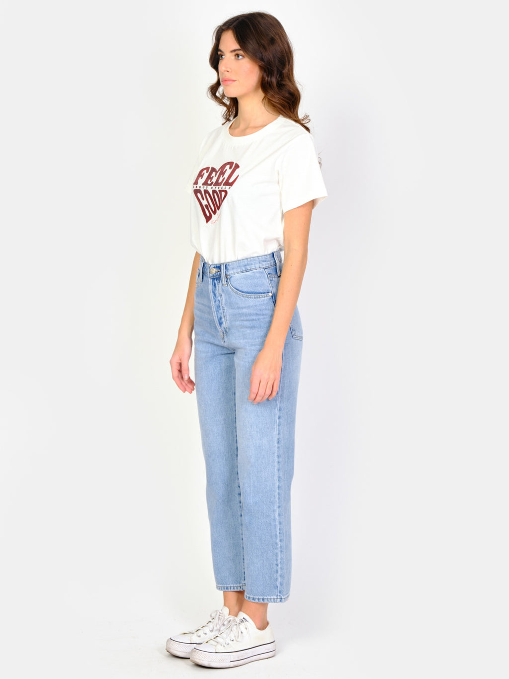 Jean droit court bleu POLA femme, BLUE JEANS, taille 25, porté par Amanda (1m76) – photo 3