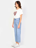 Jean droit court bleu POLA femme, BLUE JEANS, taille 25, porté par Amanda (1m76) – photo 3