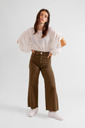 Jean évasé taille haute café FAUVE femme, CAFE, taille XS, porté par Eden (1m70) (FAM PARIS) – photo 1