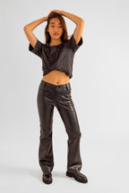 Jean bootcut noir effet cuir BELLA-P femme, BLACK, taille 25, porté par Pauline (1m65) (FAM PARIS) – photo 1