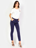 Pantalon chino bleu marine SHARONE femme, NAVY, taille 25, porté par Amanda (1m76) (FAM PARIS) – photo 1