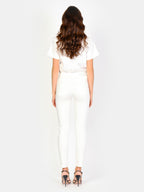 Pantalon chino blanc SHARONE femme, WHITE, taille 25, porté par Amanda (1m76) – photo 4