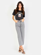 Jean droit court gris neigé POLA femme, ICE GREY, taille 25, porté par Amanda (1m76) (FAM PARIS) – photo 1