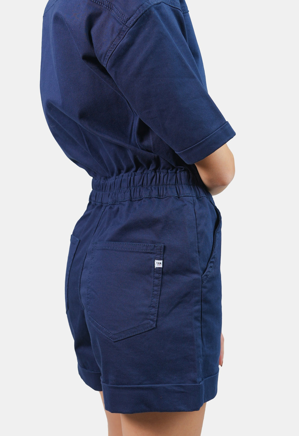 Combishort bleu marine en coton DOLCE femme, NAVY, taille XS, porté par Marie (1m71) (FAM PARIS) – photo 1