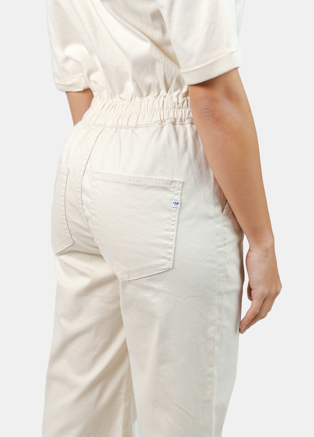 Combinaison évasée manches courtes écru DELPHINE femme, GREIGE, taille XS, porté par Marie (1m71) (FAM PARIS) – photo 1