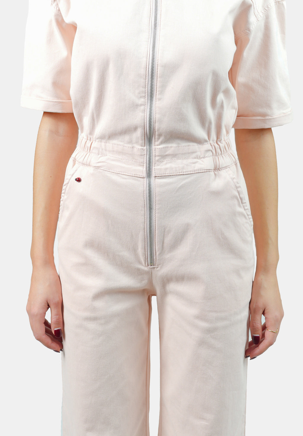 Combinaison évasée manches courtes saumon DELPHINE femme, LIGHT SALMON, taille XS, porté par Claire (1m76) (FAM PARIS) – photo 1