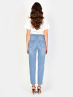 Jean mom taille haute bleu POLLY femme, BLUE, taille 25, porté par Amanda (1m76) – photo 4