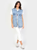 Veste sans manches VENISE femme, LIGHT BLUE, taille XS, porté par Amanda (1m76) (FAM PARIS) – photo 1