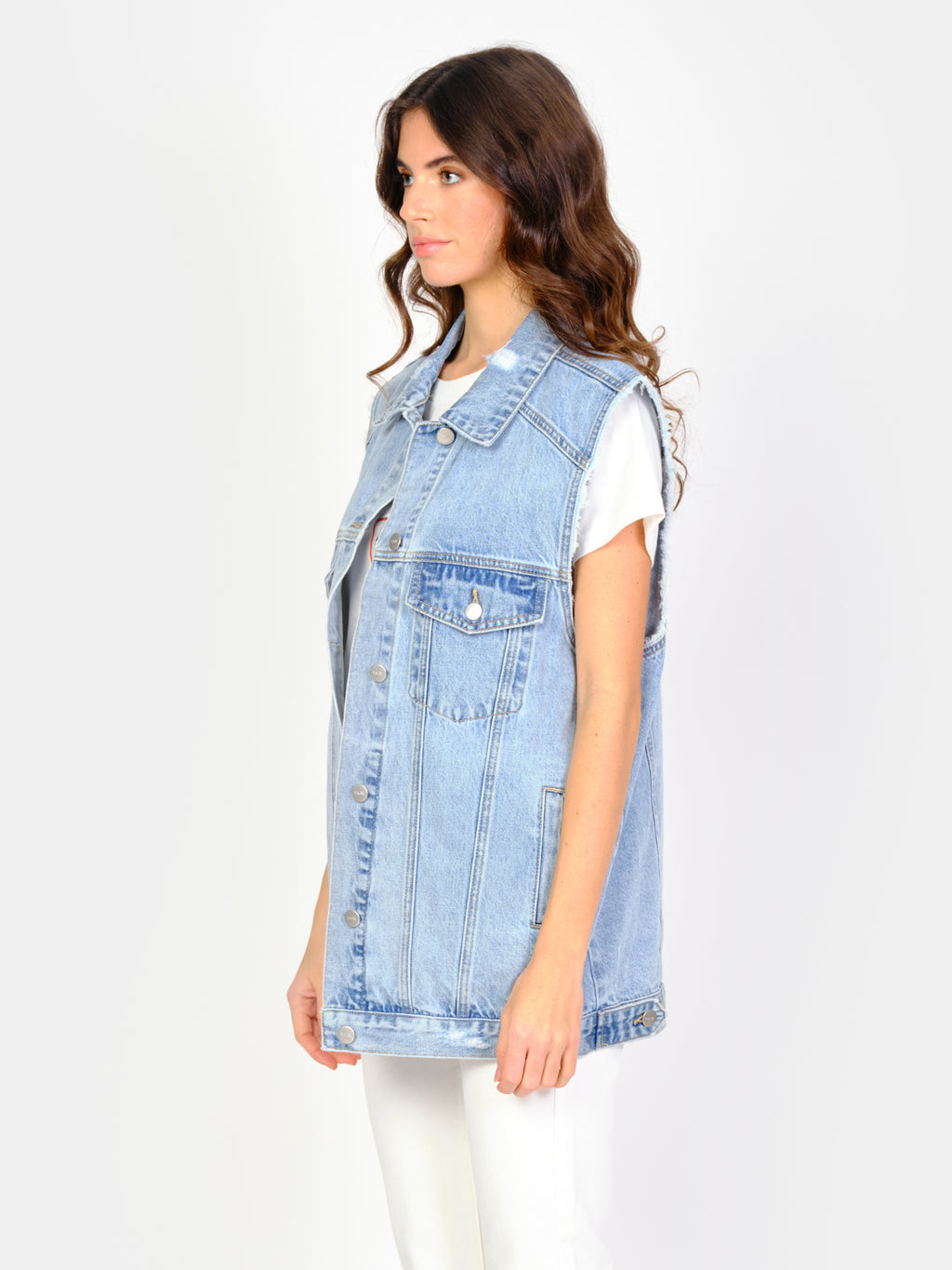 Veste sans manches VENISE femme, LIGHT BLUE, taille XS, porté par Amanda (1m76) – photo 3