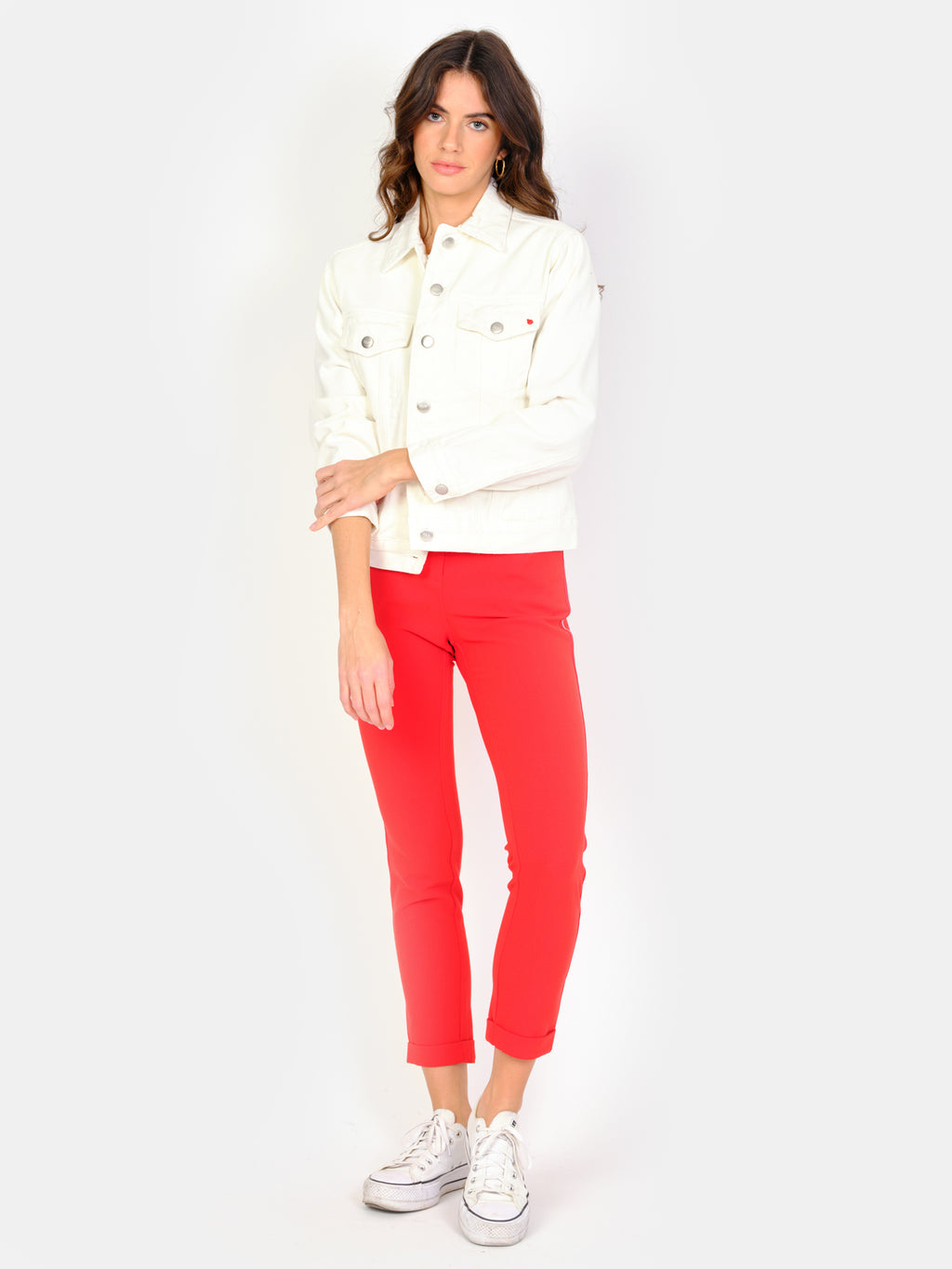 Veste en jean blanc VIVI femme, WHITE, taille XS, porté par Amanda (1m76) (FAM PARIS) – photo 1