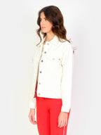 Veste en jean blanc VIVI femme, WHITE, taille XS, porté par Amanda (1m76) – photo 3